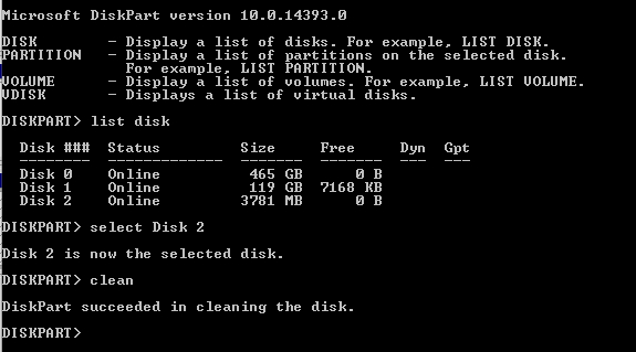 Diskpart in windows